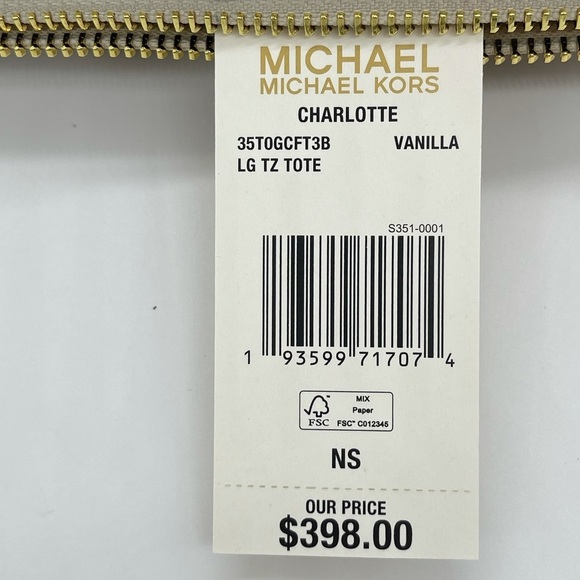 Michael Kors Charlotte Tote Bag Vanilla/Brown - Picture 13 of 13